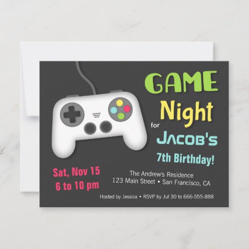 Chill Boys Video Game Night Birthday Party Invitation