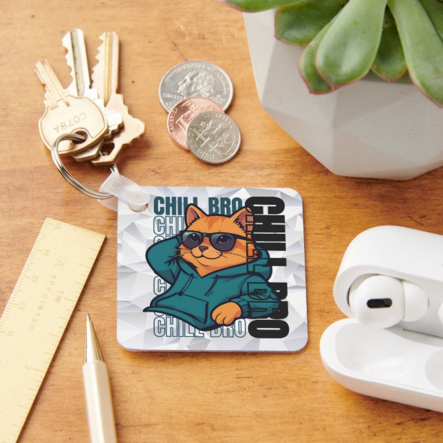 Chill Bro Cat Keychain (Desk)