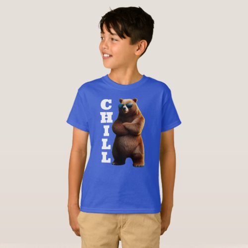 Chill Brown Bear in Sunglasses T_Shirt