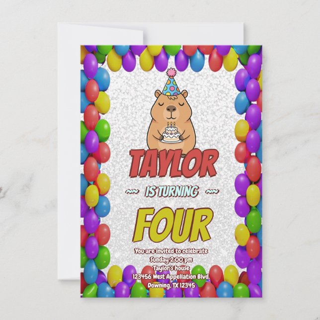 Chill Capybara Adult Birthday Invite (Front)
