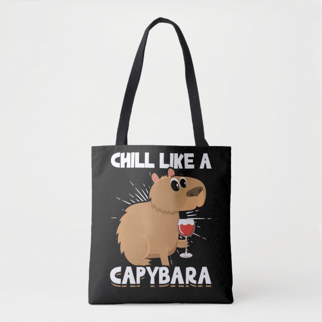 Chill Capybara Cute Animal Lover Tote Bag (Front)
