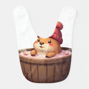 Chill Capybara Hot Tub Relaxation Sticker Cozy Ani Baby Bib