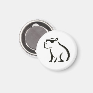 Chill Capybara – Ink Brush Design on Magnet