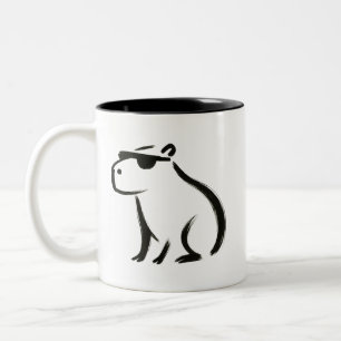 Chill Capybara – Ink Brush Design on Two-Tone Coffee Mug