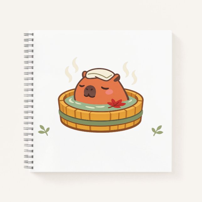 Chill Capybara Onsen Hot Spring Cute Notebook (Front)