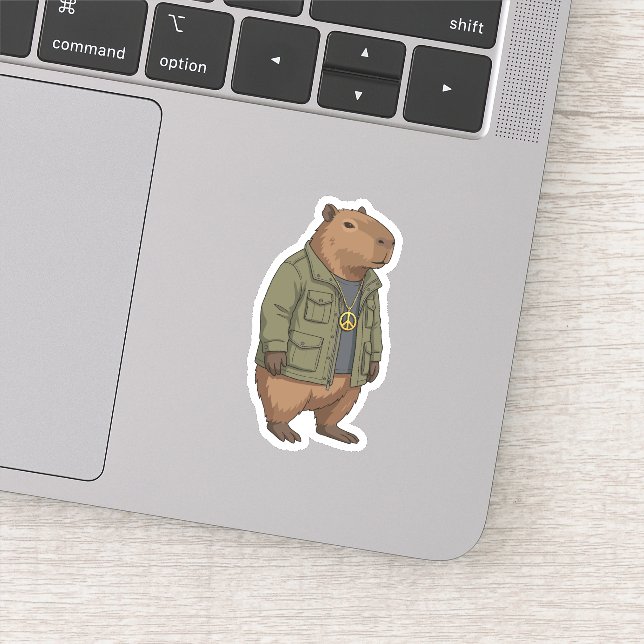 Chill Capybara Peace Sign Swagger Sticker (Detail)