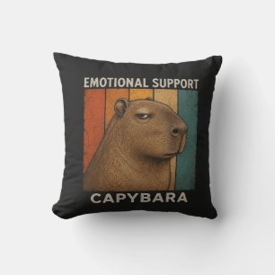 Chill Capybara Retro Sunset Vintage Animal Lover  Throw Pillow