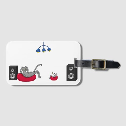 Chill Cat and Mouse Music Lovers Luggage Tag