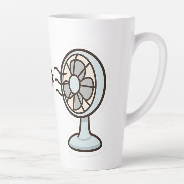 Chill Cat by the Fan – Cute Summer Sticker" Latte Mug (Right)