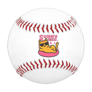Chill cat cartoon on floatie in sunshine mood baseball