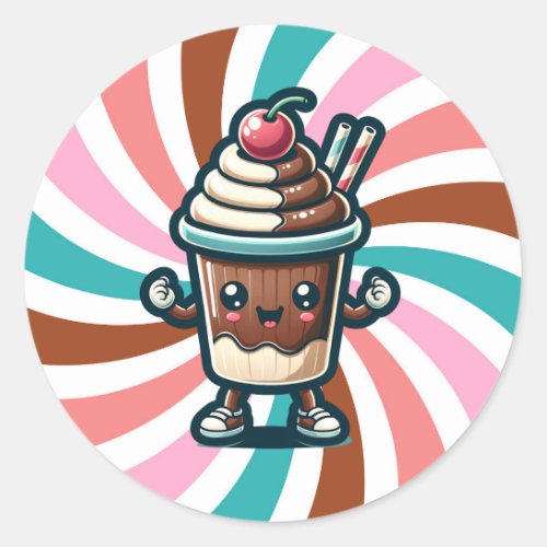 Chill Chocolate Milkshake Pun  Classic Round Sticker