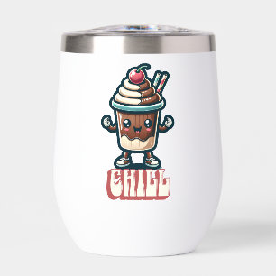 Chill Chocolate Milkshake Pun Thermal Wine Tumbler