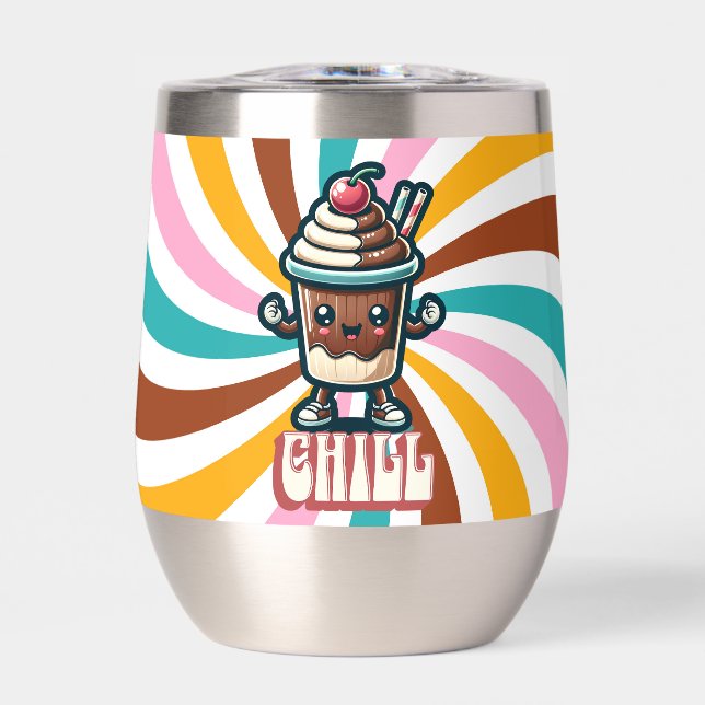Chill Chocolate Milkshake Pun  Thermal Wine Tumbler (Front)