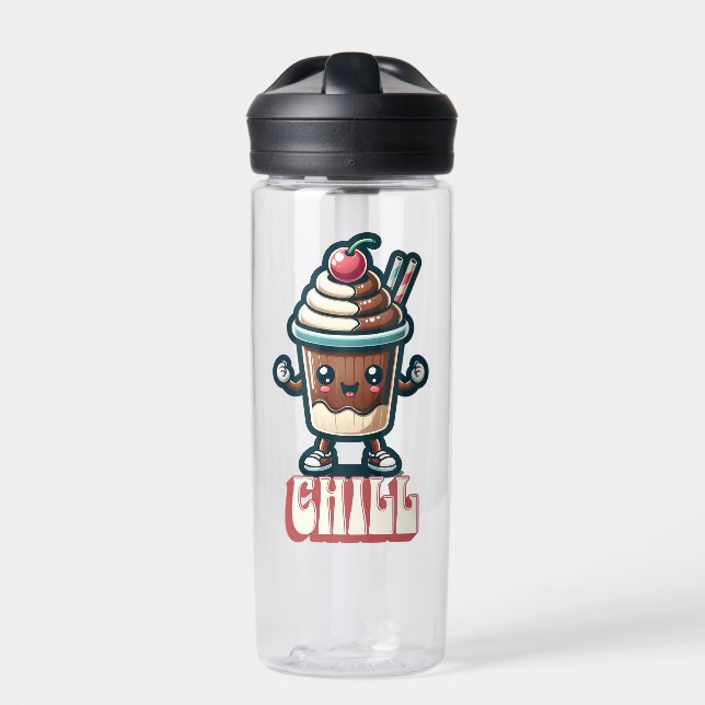 Chill Chocolate Milkshake Pun  Water Bottle (Front)