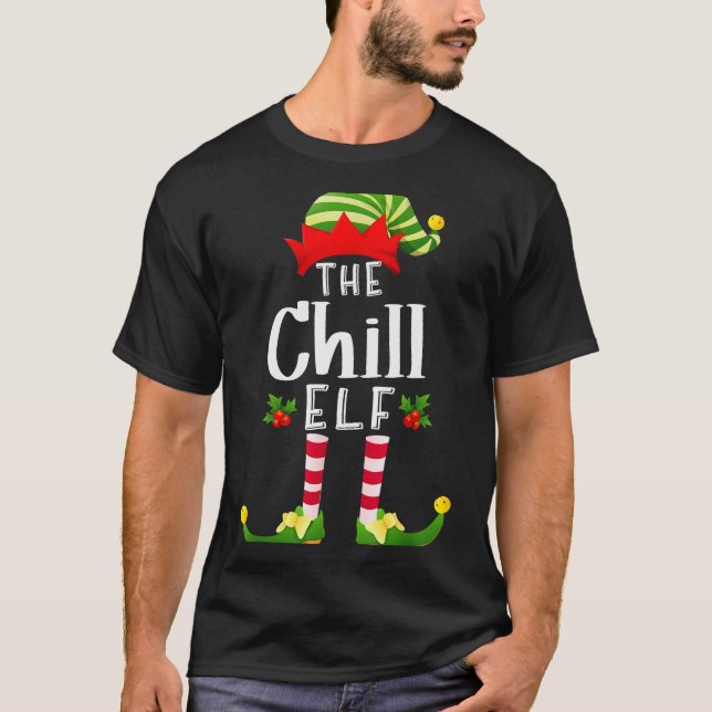 Chill Christmas Elf Matching Pajama X-mas Party  T-Shirt (Front)