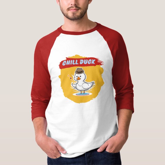 Chill Duck – Funny Cool Duck Cartoon Raglan  T-Shirt (Front)
