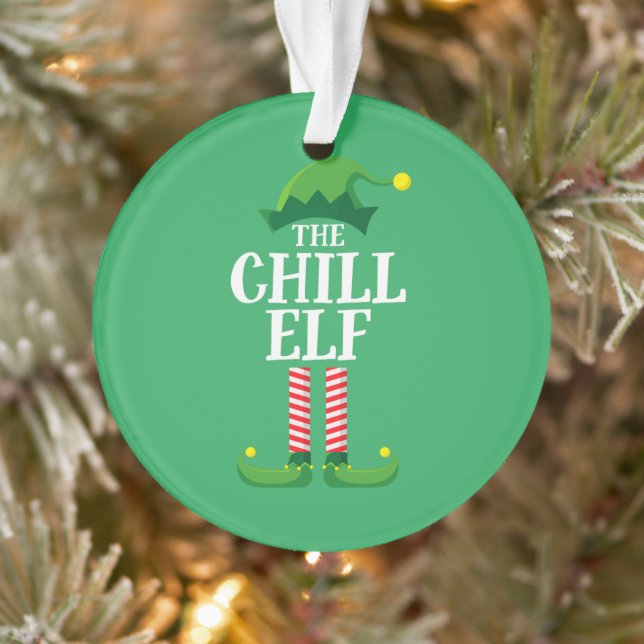 Chill Elf Matching Family Group Christmas Party Ornament (Tree)