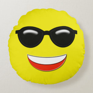 Chill Emoji Round Pillow