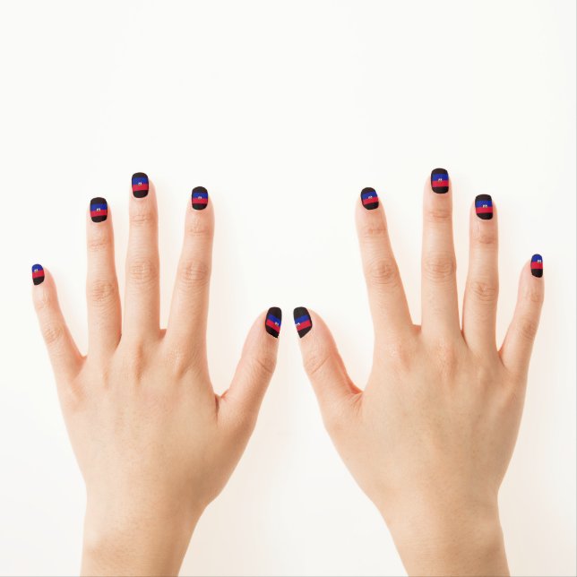 Chill Flag of Haiti Minx Nail Art (Insitu - Hands)