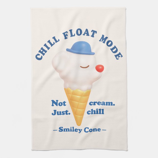 Chill Float Mode: Not Just Cream Dog Ice Cream Kitchen Towel (Vertical)