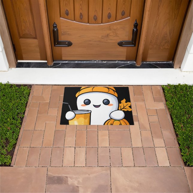Chill Ghost Warm Coffee Cozy Fall Doormat (Outdoor)