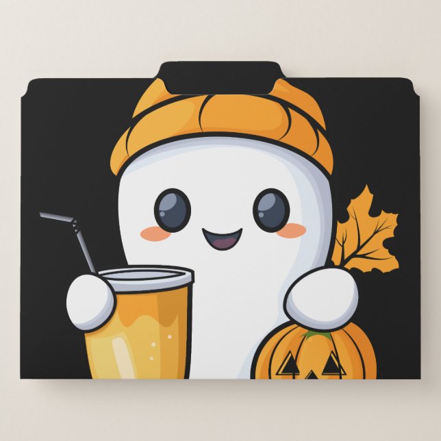 Chill Ghost Warm Coffee Cozy Fall File Folder (Front Center)