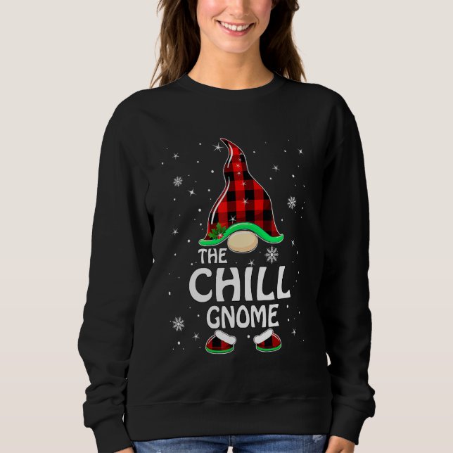 Chill Gnome Buffalo Plaid Matching Family Christma Sweatshirt (Front)