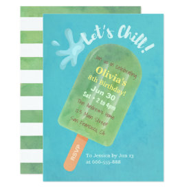 Chill Green Popsicle Cool Summer Birthday Party Card