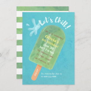 Chill Green Popsicle Cool Summer Birthday Party Invitation