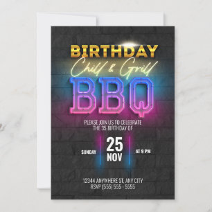 Chill & Grill BBQ Birthday Party Invitation