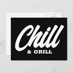 Chill & Grill BBQ party invitation postcards