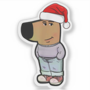 Chill Guy Dog Christmas Hat Funny Chill Guy Meme Sticker
