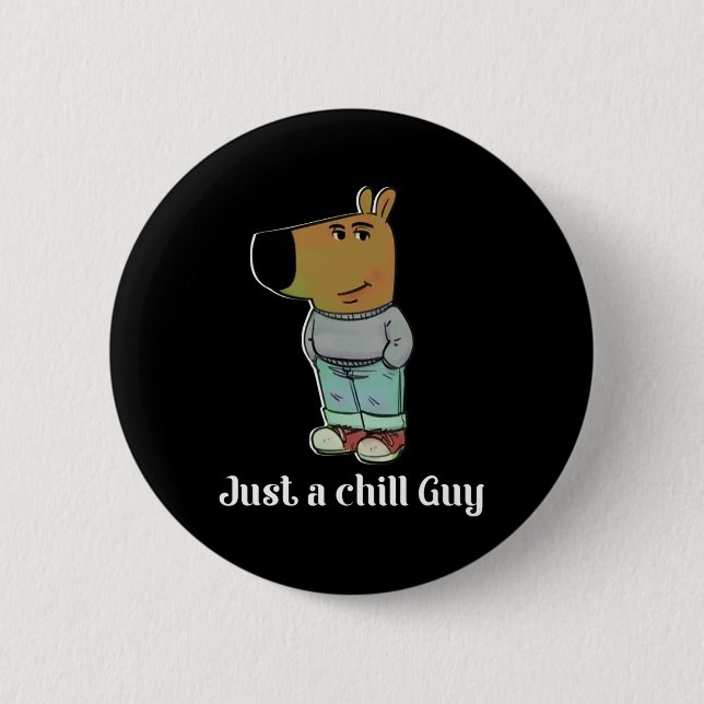 Chill Guy Dog Tee Funny Chill Guy Meme  Button (Front)