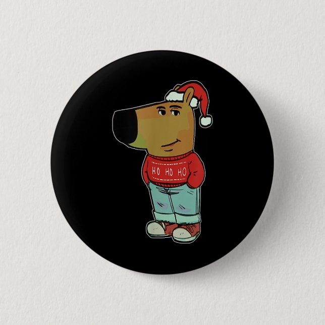 Chill Guy Meme Wearing Ugly Christmas Sweater  Button (Front)