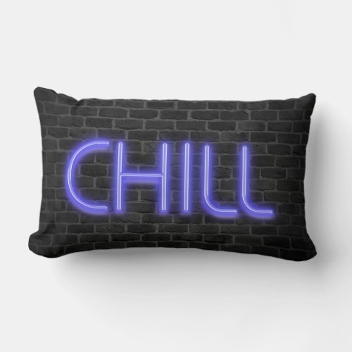 CHILL In Neon Marquee Lights  Lumbar Pillow