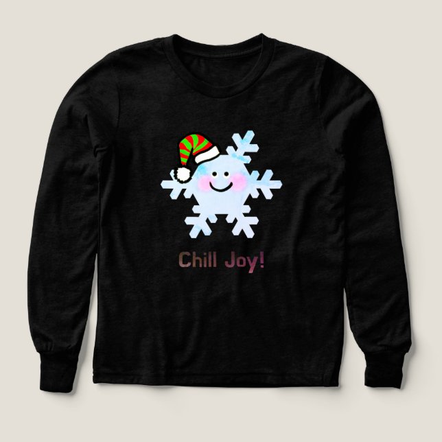 Chill Joy! - Cute Christmas Snowflake Smile Tri-Blend Shirts (Design Front)
