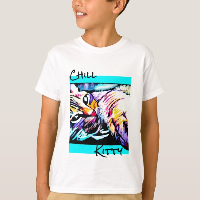 chill kitty purple T-Shirt (Front)