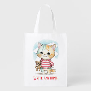 Chill Kitty with a Teddy Bear Tote Bag ​