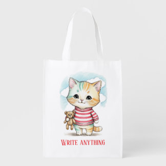 Chill Kitty with a Teddy Bear Tote Bag 
