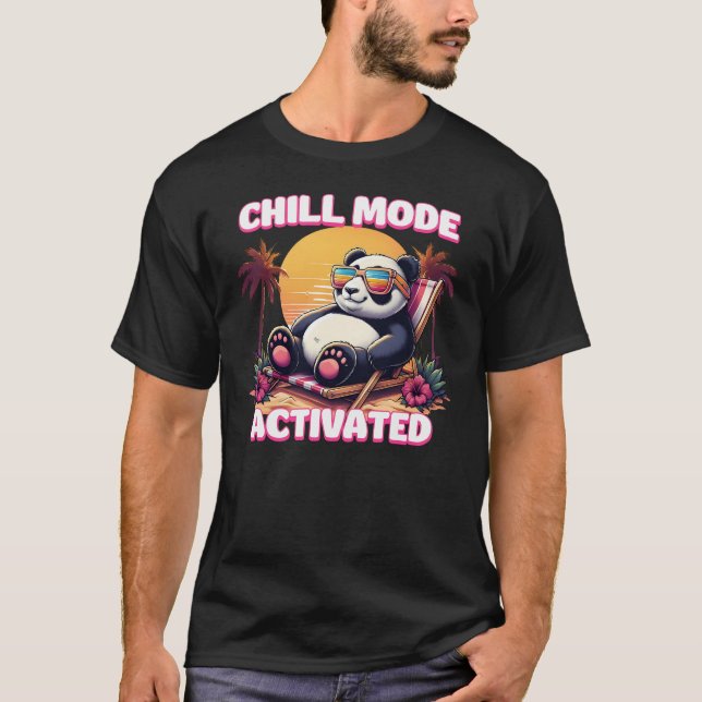 Chill Mode Activated Panda Cute Summer Vibes Beach T-Shirt (Front)