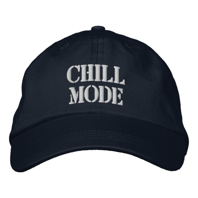 Chill Mode Custom Text Relaxed Vibes Navy Perfect Embroidered Baseball Cap (Front)