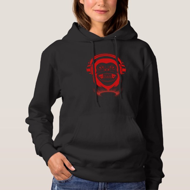 Chill Monkey Fashionable Monkey Music Gaming Hip H Hoodie (Front)