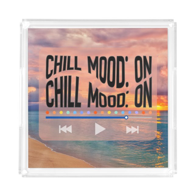 Chill Mood On Retro Beach Art Acrylic Tray (Front)