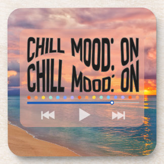 Chill Mood On Retro Beach Art Beverage Coaster
