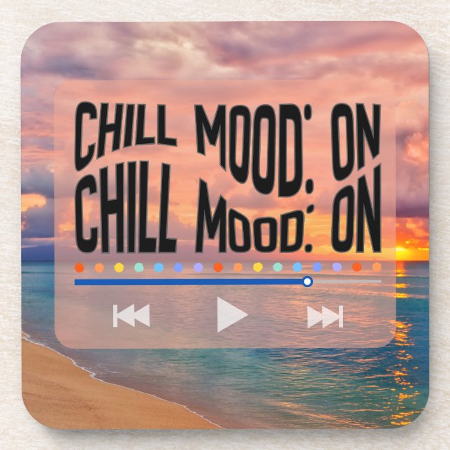 Chill Mood On Retro Beach Art Beverage Coaster (Front)