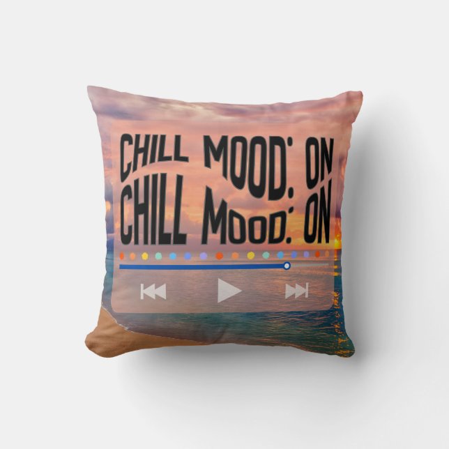 Chill Mood On Retro Beach Art Throw Pillow (Front)