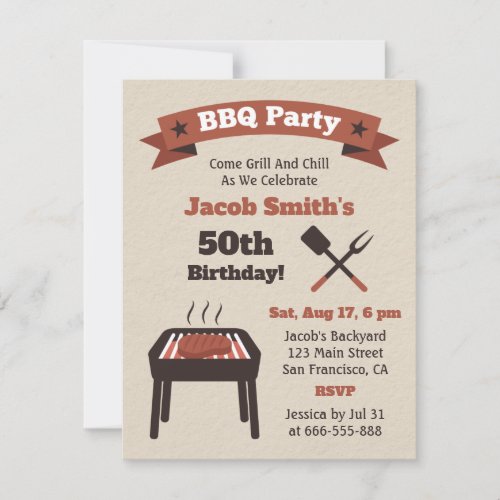 Chill Out backyard BBQ Birthday Party Invitation