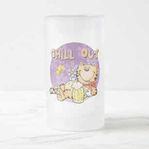 Chill Out Cat Frosted Glass Beer Mug