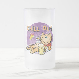 Chill Out Cat Frosted Glass Beer Mug