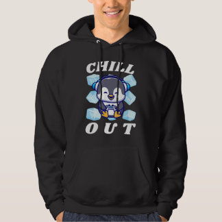 Chill Out Cute Penguin with Ice Cubes Hoodie